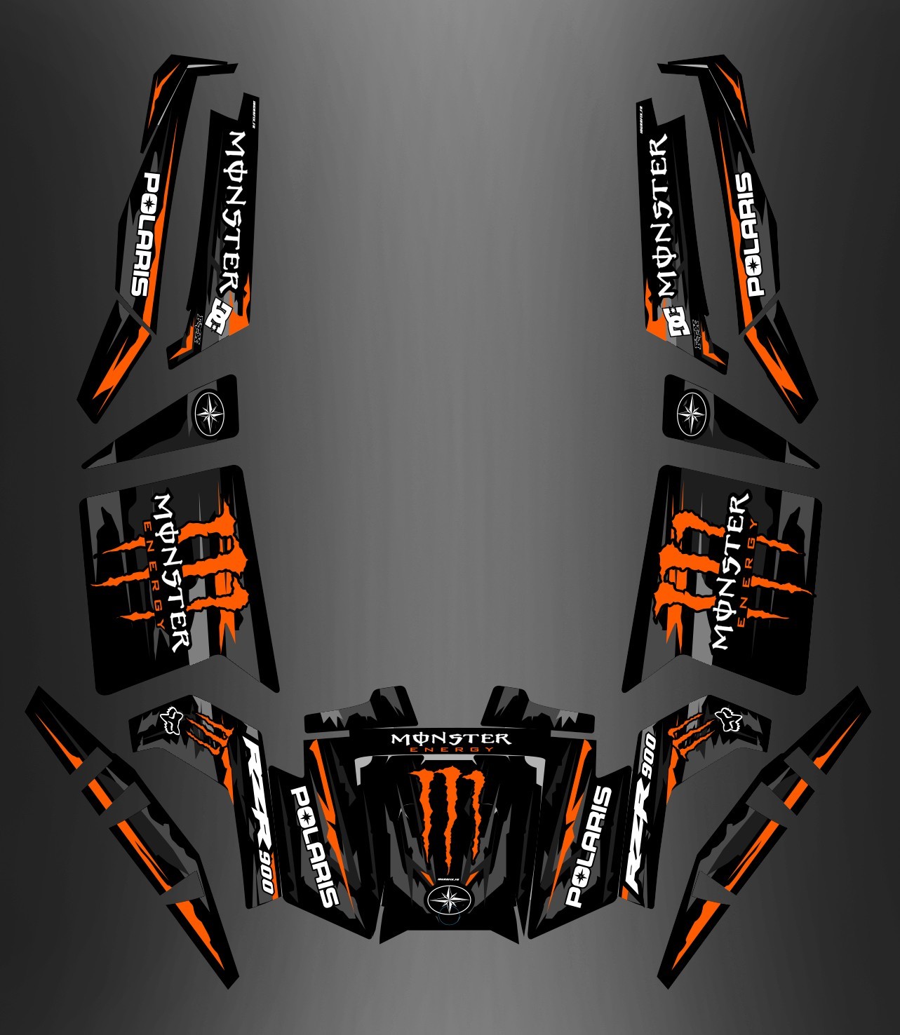 Kit Dekor 100 Def Monster Orange Edition IDgrafix Polaris RZ