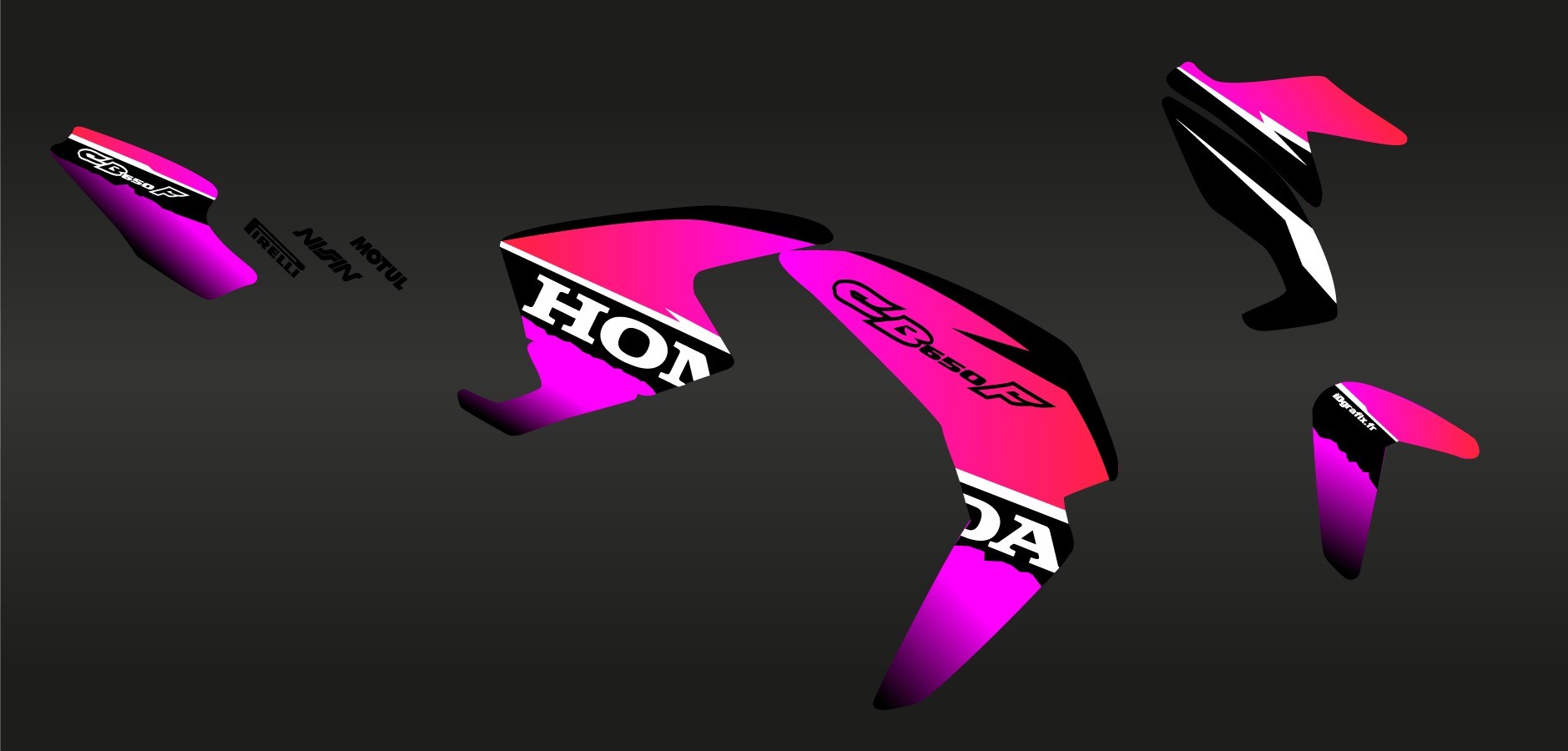 Kit Decoration 100 Custom Honda Series Fuchsia Honda CB 650