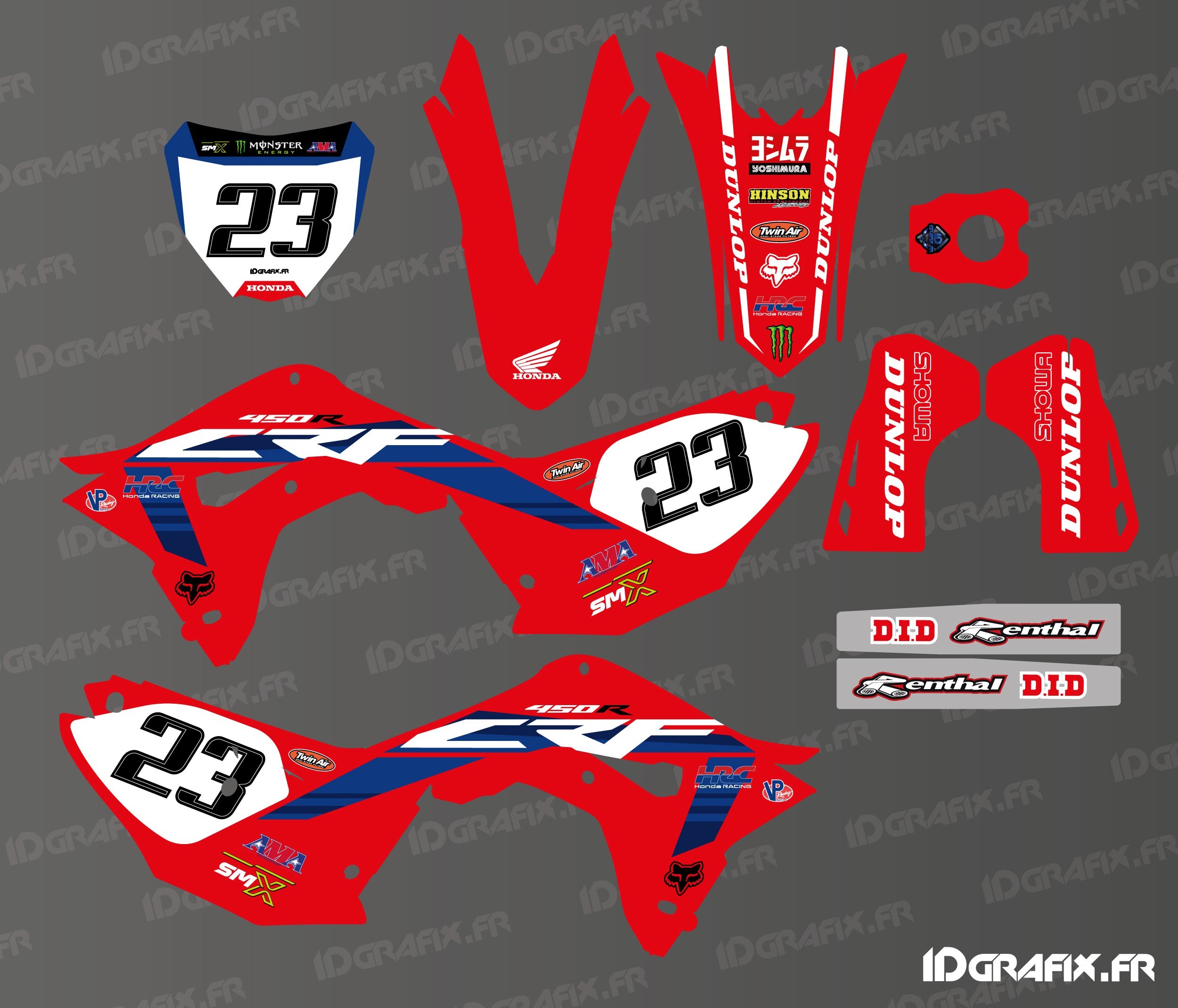 Kit de decoración piloto alemán Ken roczen Réplica Honda CR CRF 1