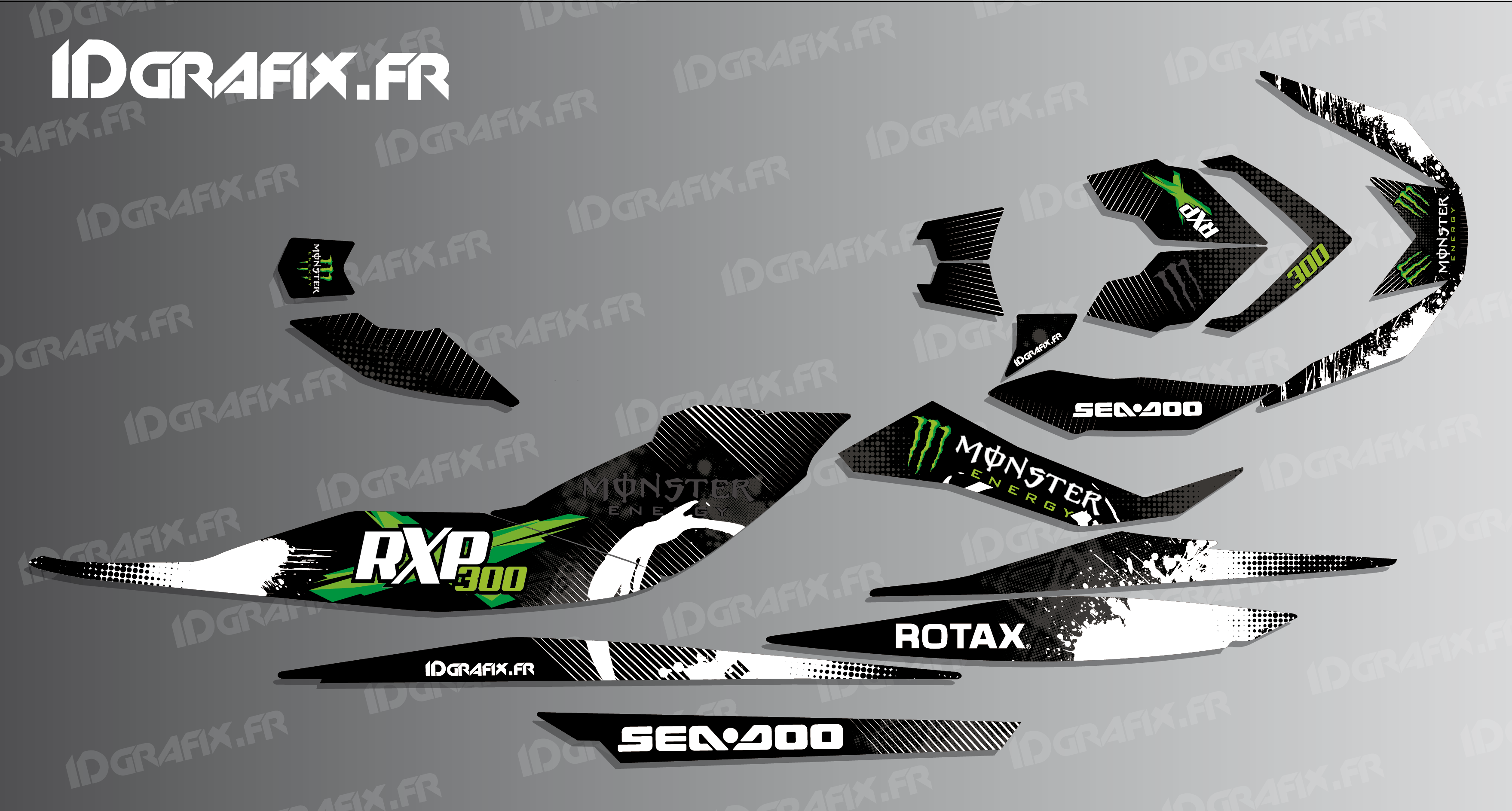 Kit Décoration 100 Perso Monster Edition Vert Pour Seadoo Rxp X 7265