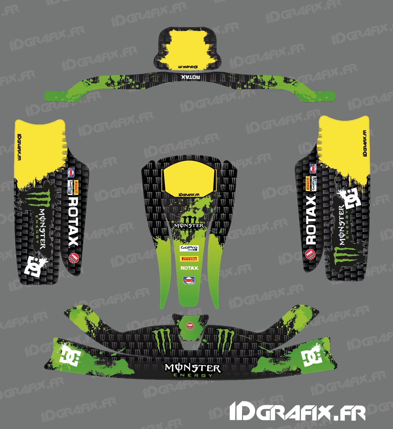 Kit deco 100% Custom Monster Green for go-Karting KG CIK02