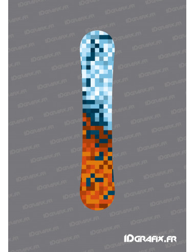 Pixels Edition Stickers (Blue/Orange) for Snowboard - Idgrafix