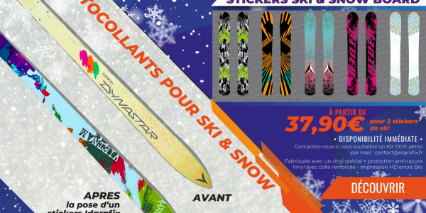 Autocollants pour personnaliser vos skis et snow disponible sur la boutique en ligne idgrafix